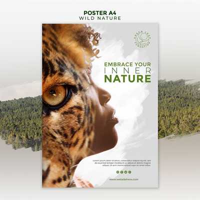 پوستر طبیعت | ببر و صورت انسان